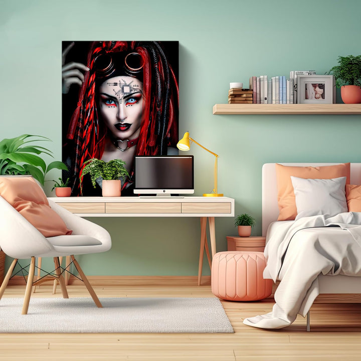 wandmotiv24 Leinwandbild Models, 80x60cm, Hochformat, Frau, Steampunk, Deko, Bilder auf Leinwand, Wa