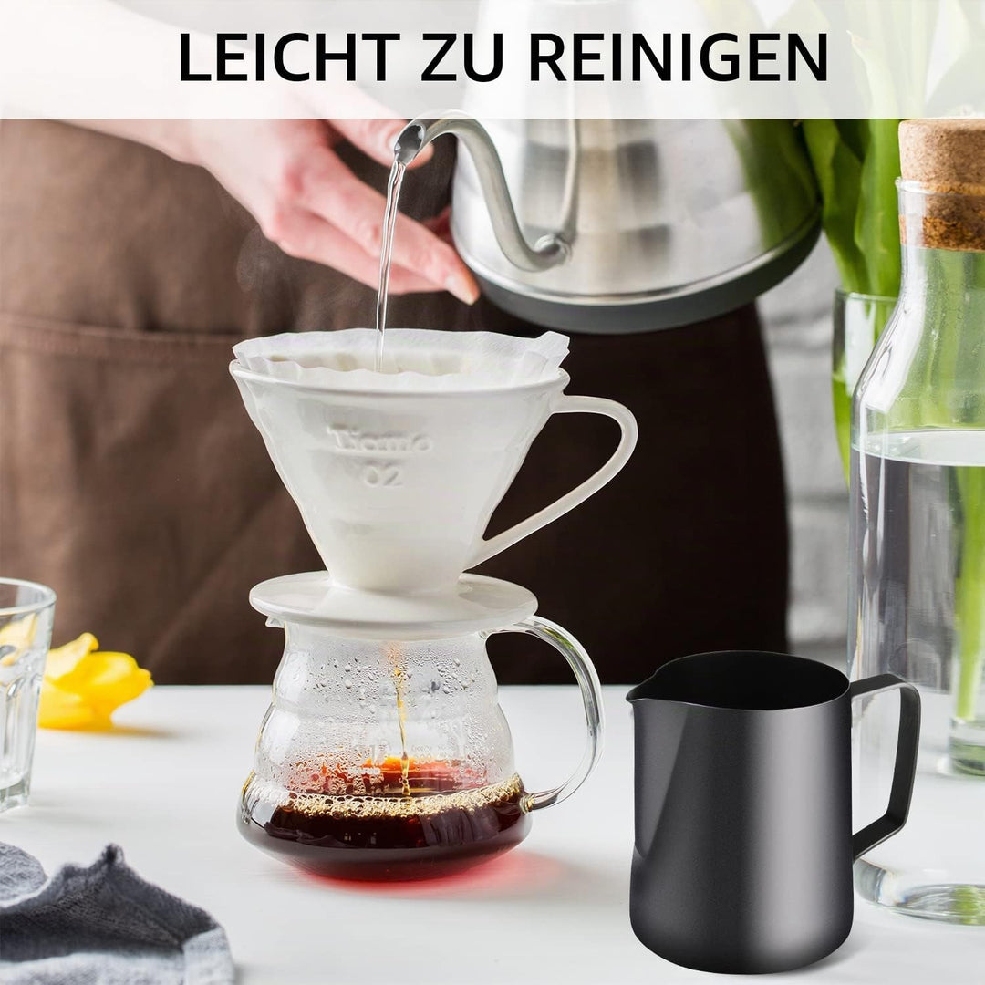 TechKen Milchkännchen,Milchkanne Edelstahl 900ml(32oz), Barista Zubehör Kaffee Milch Kännchen für Es