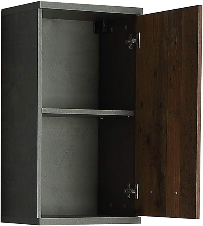 FORTE Veris Hängeschrank mit 1 Tür, Holzwerkstoff, Betonoptik Dunkelgrau /Old Wood Vintage, 68,8 x 4