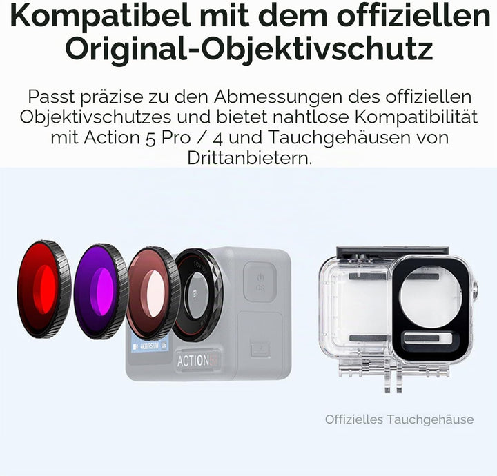 Wasserdichter Tauchfilter, Schutzobjektivfilter für DJI Osmo Action 5 Pro/Action 4 Sportkamera, Anti