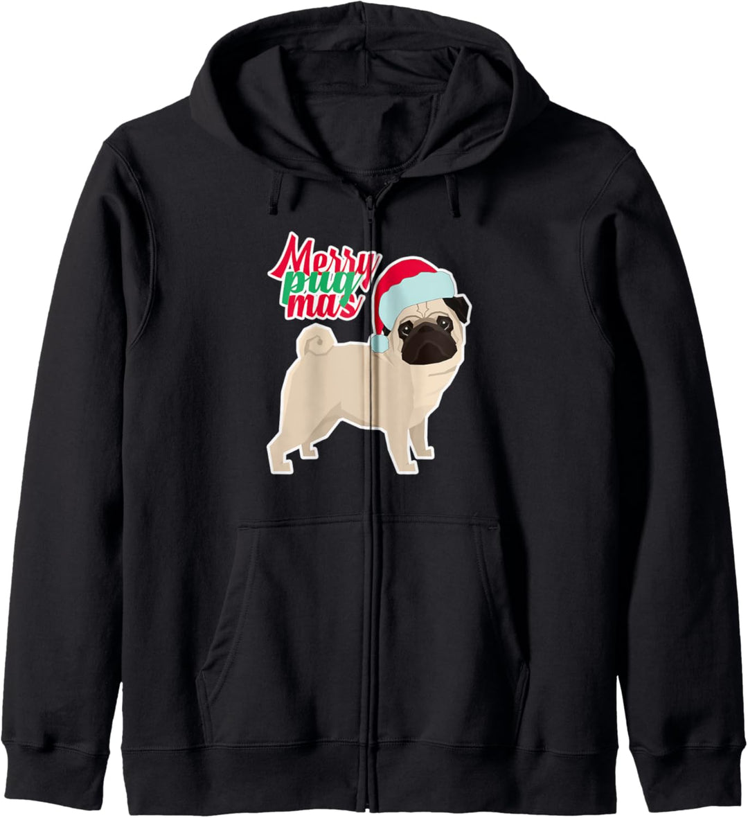 Frohe Pugmas Lustiger Mops, lustiger Weihnachtsmann Kapuzenjacke
