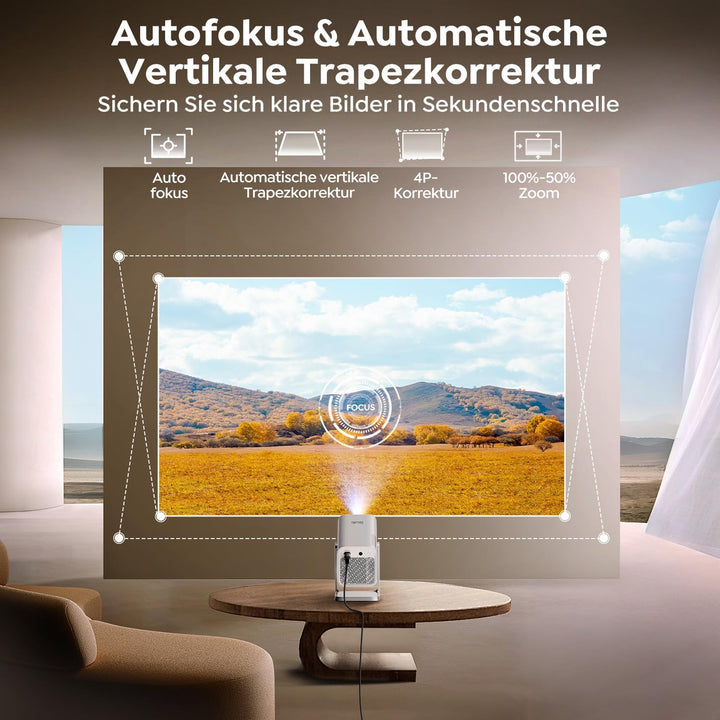 Smart Beamer [Kompatibel mit Netflix & Dolby Audio] Beamer 4K Heimkino 1080P FHD, Tragbarer Projekto
