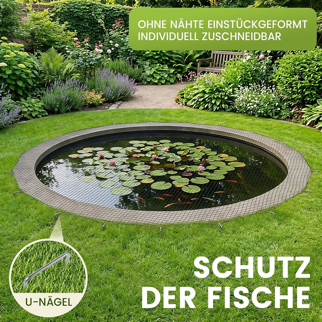 Teichnetz Feinmaschig 4×10m Vogelschutznetz Inkl. U-nägel &amp; Kabelbinder | Witterungs- &amp; UV-beständig