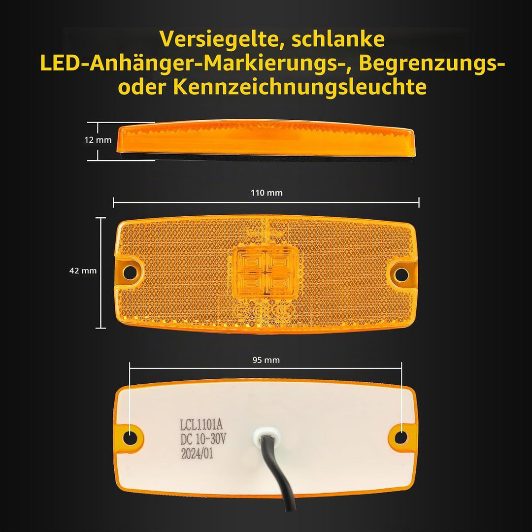 Qiping 4 Pack Begrenzungsleuchte Orange 12V 24V LED Umrissleuchte Gelb Bernstein Positionsleuchte mi