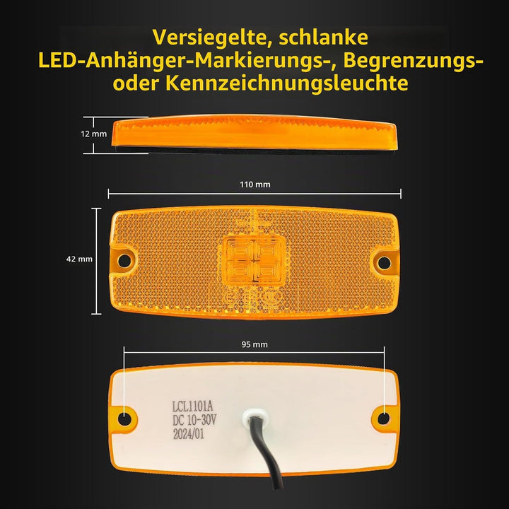 Qiping 4 Pack Begrenzungsleuchte Orange 12V 24V LED Umrissleuchte Gelb Bernstein Positionsleuchte mi