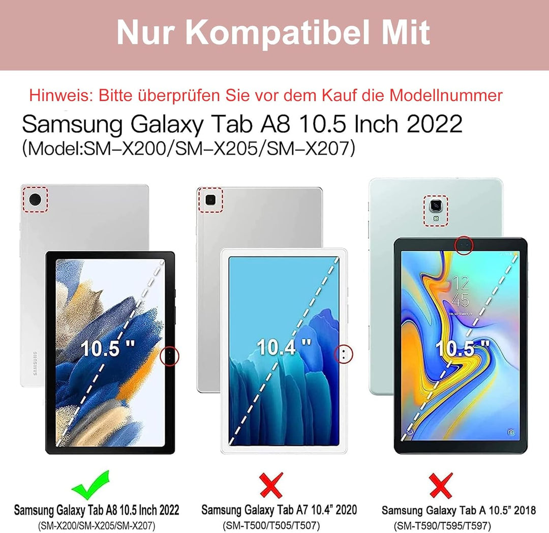 AVNICUD Hülle für Tablet Samsung A8 mit Tastatur - QWERTZ Deutsche Kabelloser Magnetische Abnehmbare