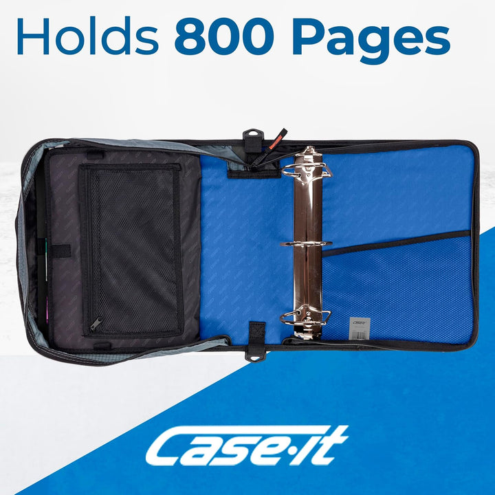 Case-it D-186 The King Size Zip Tab Zipper Binder – 10,2 cm D-Ringe – 5 Fächer – mehrere Taschen – 8