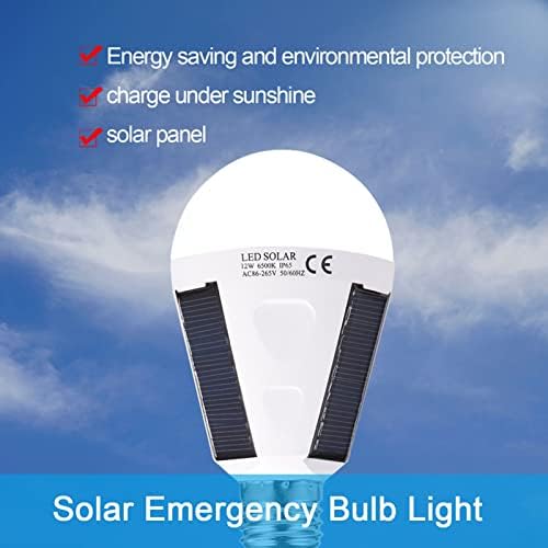 Solar Panel LED Glühbirne - tragbar, Wasserdicht IP65, Camping Wandern, 12W, AC 85-265V, Aussen-Inne