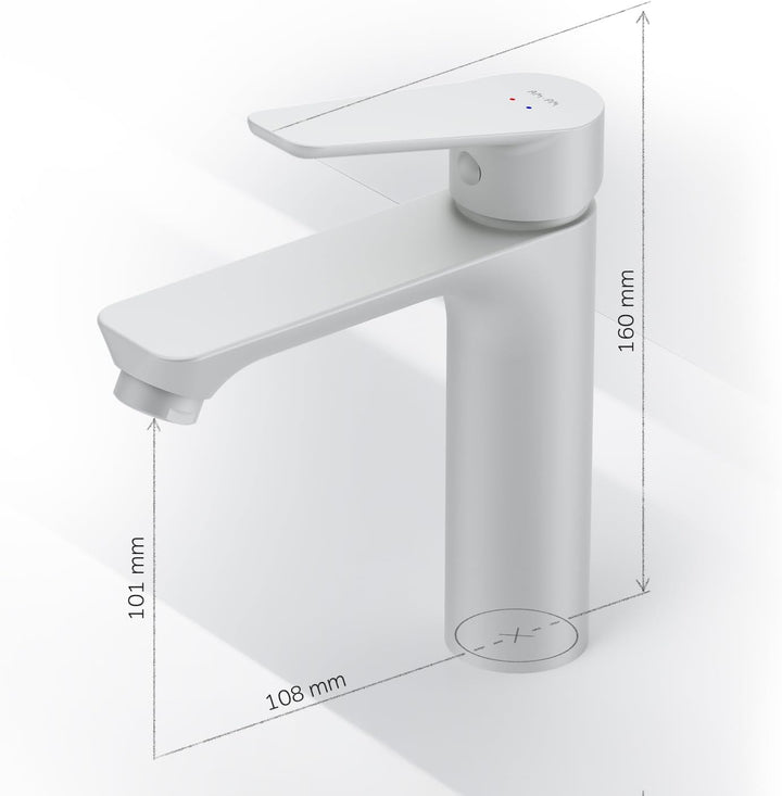AM.PM Hit Bad Armatur Waschtischarmatur S-Grösse Wasserhahn, Weiss FTA02133 Ohne Ablaufgarnitur Weis