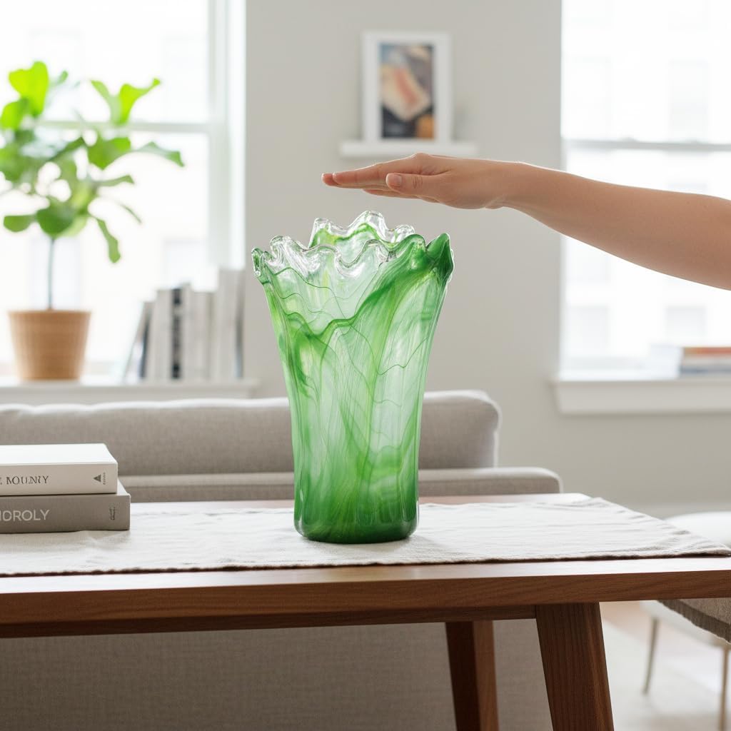 Grün Murano Glas Vase Milord Made in Italy