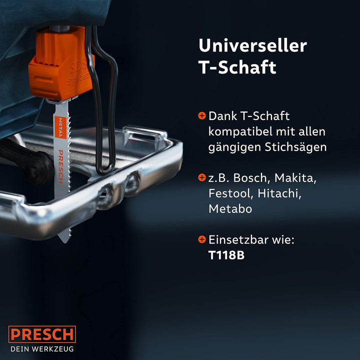 Presch Stichsägeblätter Metall 10 Stk. (Medium Schnitt) - Präzise Schnitte in mittelstarke Bleche (2
