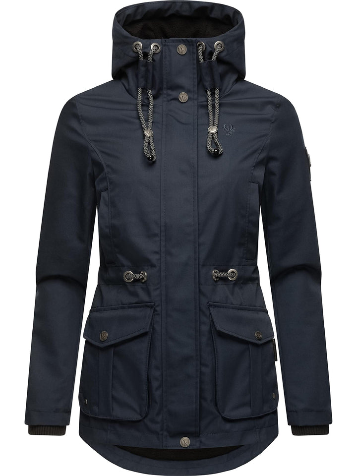 MARIKOO Damen Leichter Übergangsparka mit Kapuze Babetaa Prc XS Navy, XS Navy