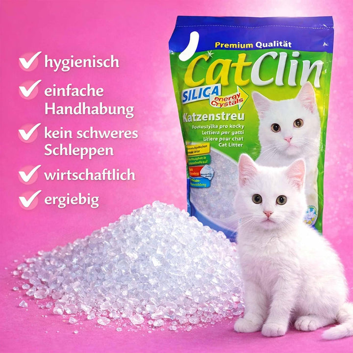 Catclin 8 x 8 l = 64 L Magic SILIKAT KATZENSTREU-PowerCat STREU-Forever CLEAN