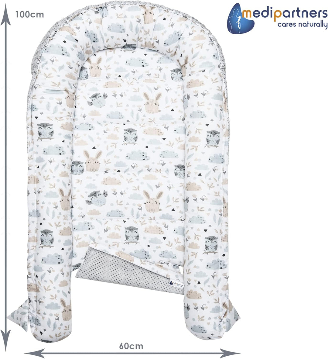 Medi Partners Babynest Kuschelnest Babynestchen 100% Baumwolle Nestchen Reisebett für Babys Säugling
