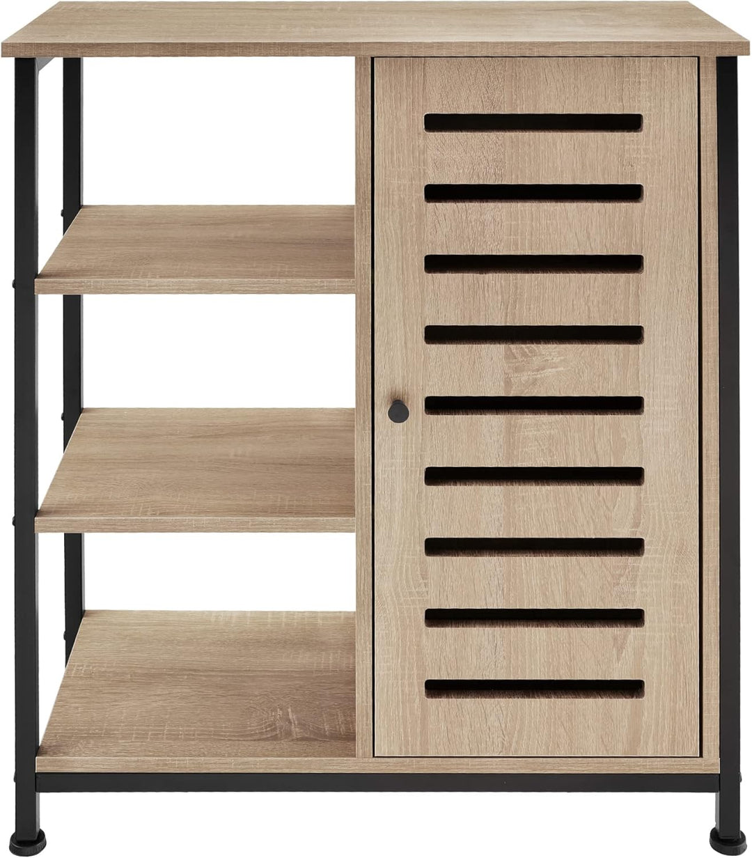 tectake Sideboard mit 3 Fächern und Schrankfach, 71 x 32 x 82 cm, Industrie-Design, Holz Kommode für