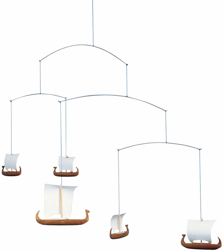 Flensted Mobiles Viking 5 Mobile, Holz, braun/weiss, 28x63 cm