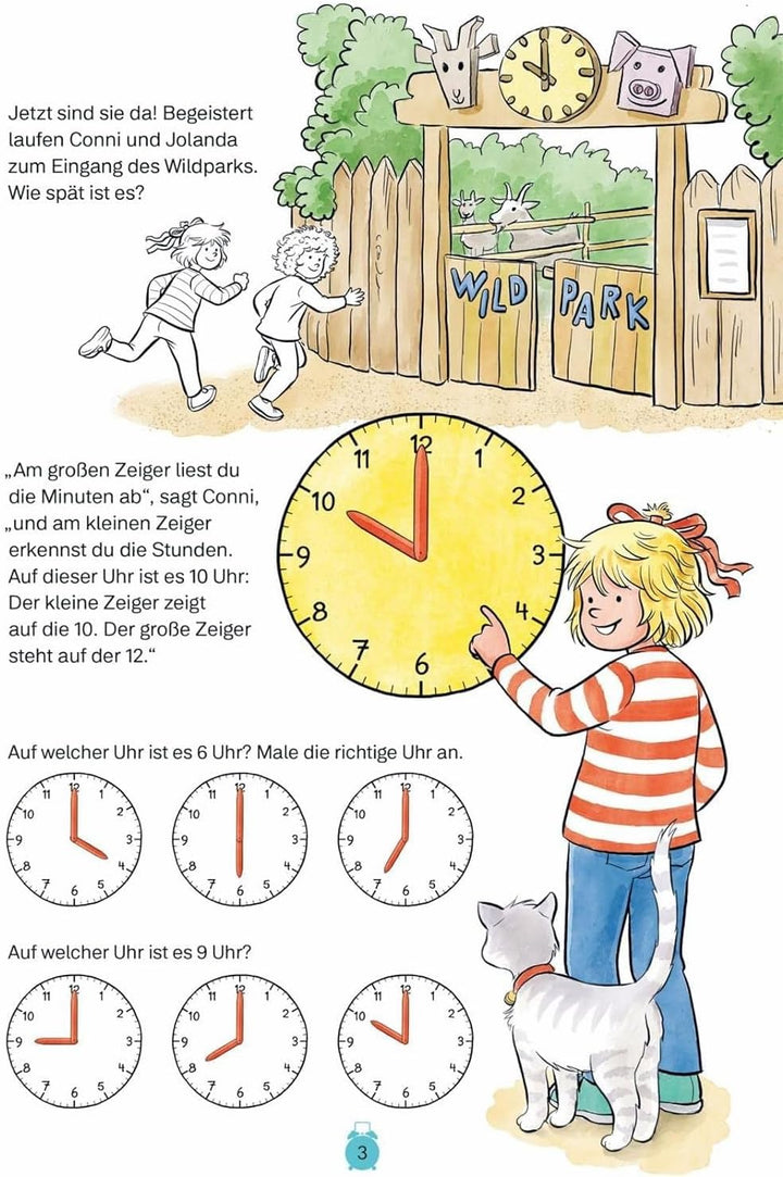 Atlanta Kinderwecker Mädchen ohne Ticken + Kinderbuch Conni Die Uhrzeit - 2127/0 BU (Weiss Conni), W