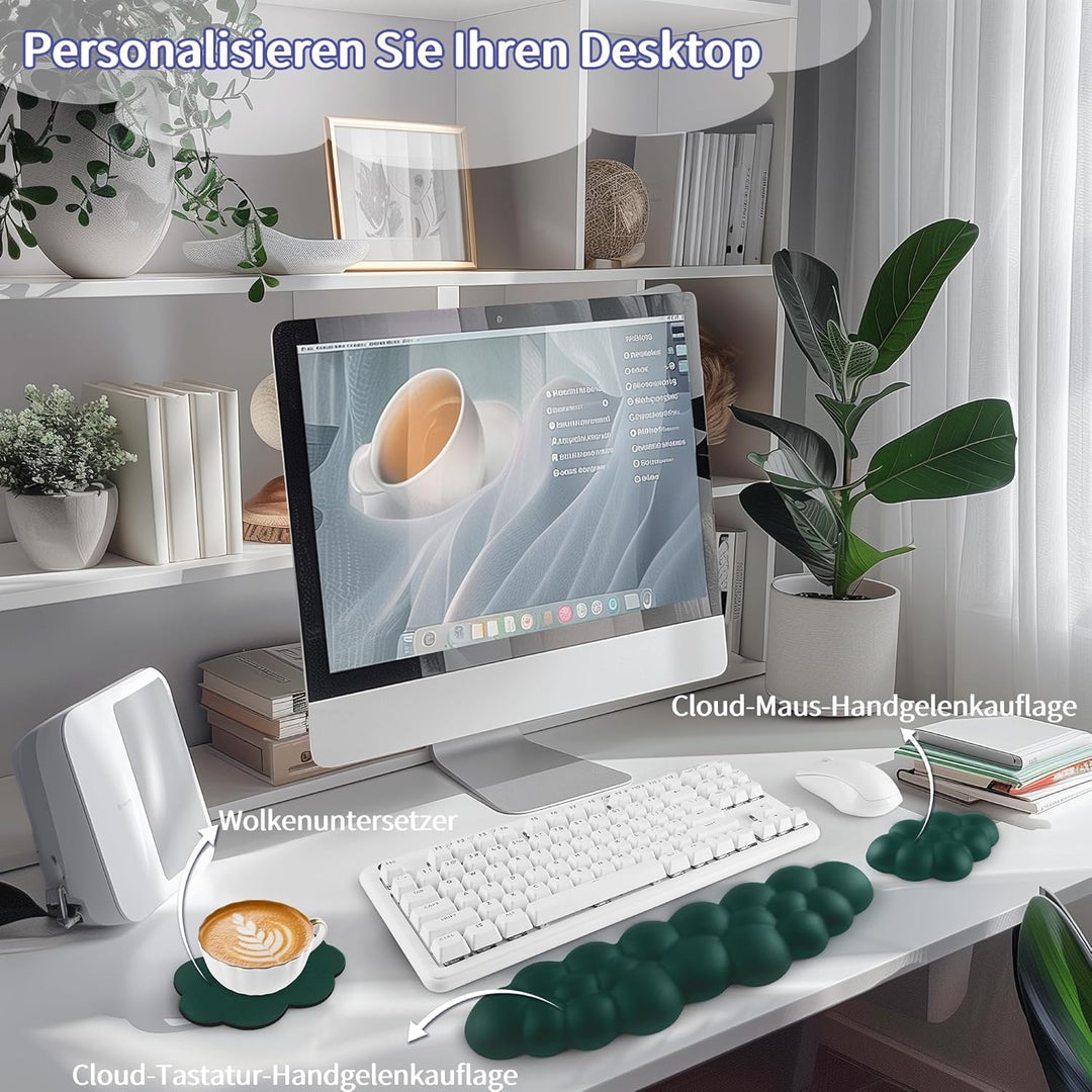 Sushret Wolkenförmige Handballenauflage für Tastatur, ergonomische Tastatur-Handauflage aus PU-Leder