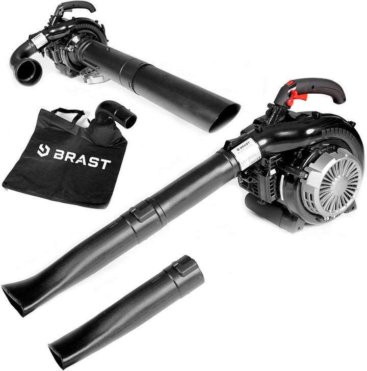 BRAST® Laubsauger Laubbläser Benzin 1,0kW(1,36PS) | 55L Fangsack | inkl. 2 Blasrohre, Schultergurt &