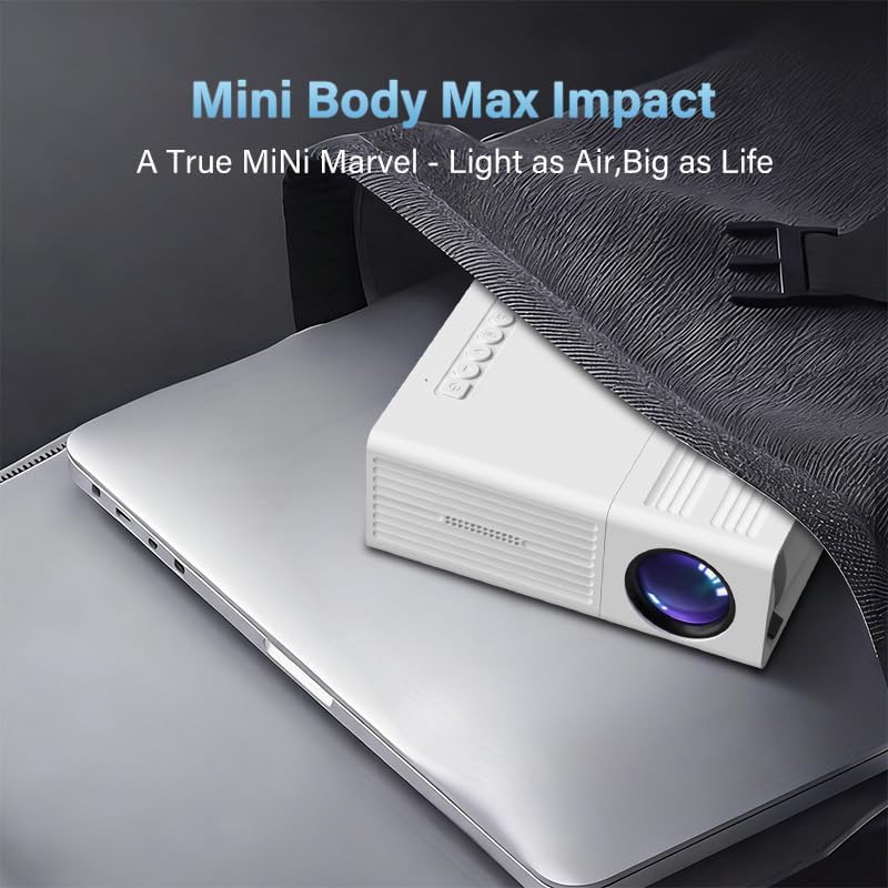 Portable Projector, Supports 1080P, USB Connection, Remote Control - Compatible with Smartphones, Ta