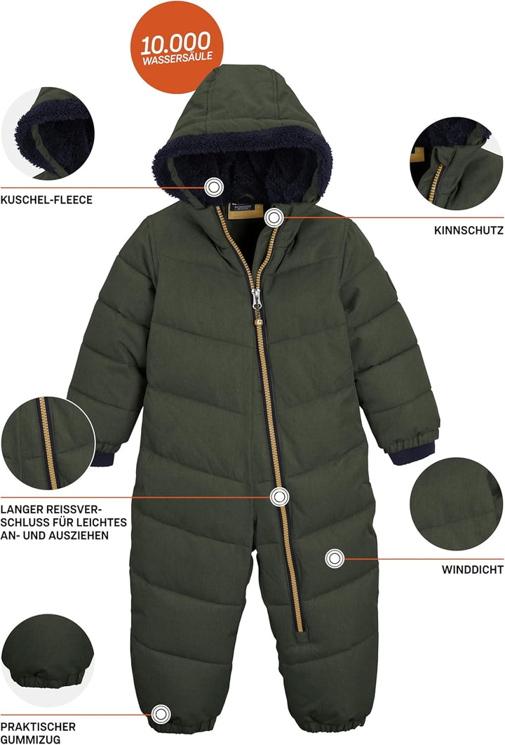 Killtec Unisex Karter Mini Overall in Daunenoptik mit Kapuze 86-92 dunkel waldgrün, 86-92 dunkel wal