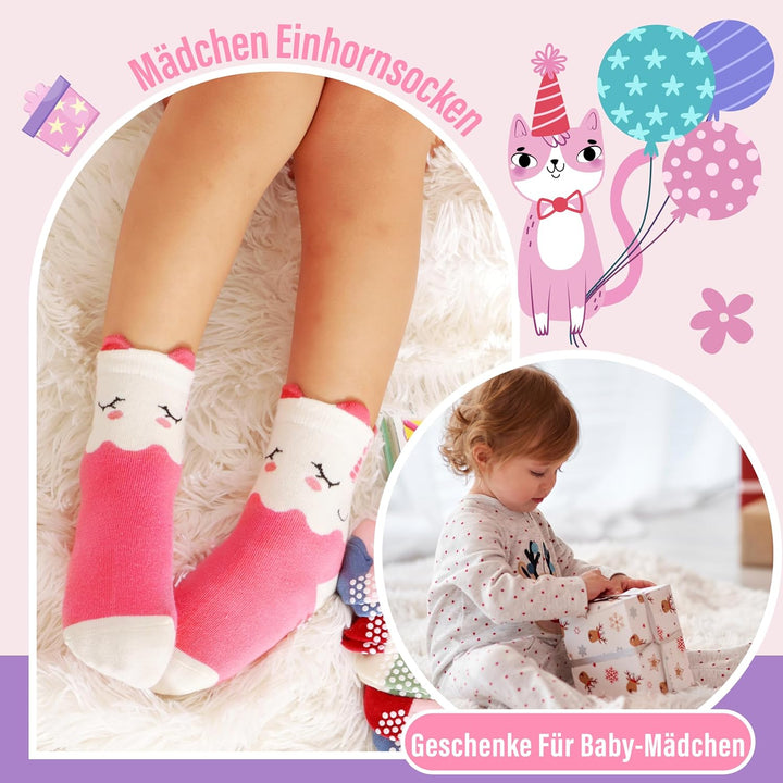 Welwoos 12 Paare Stoppersocken Kinder Baby Mädchen Socken Antirutschsocken Kinder Anti Rutsch Baumwo