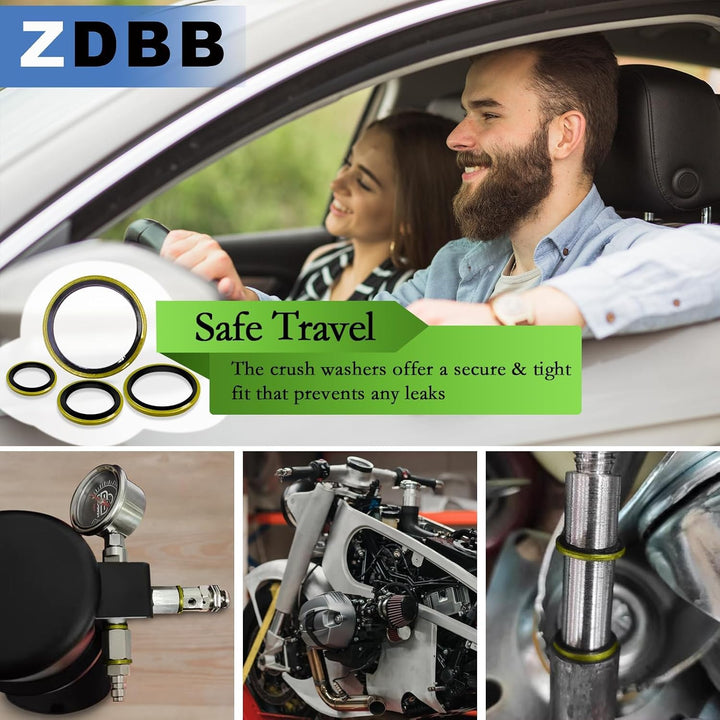 ZDBB 12 Grössen 378 Stück geklebte Dichtungsscheibe Kit, Automotive selbstzentriert AC Dichtung Meta