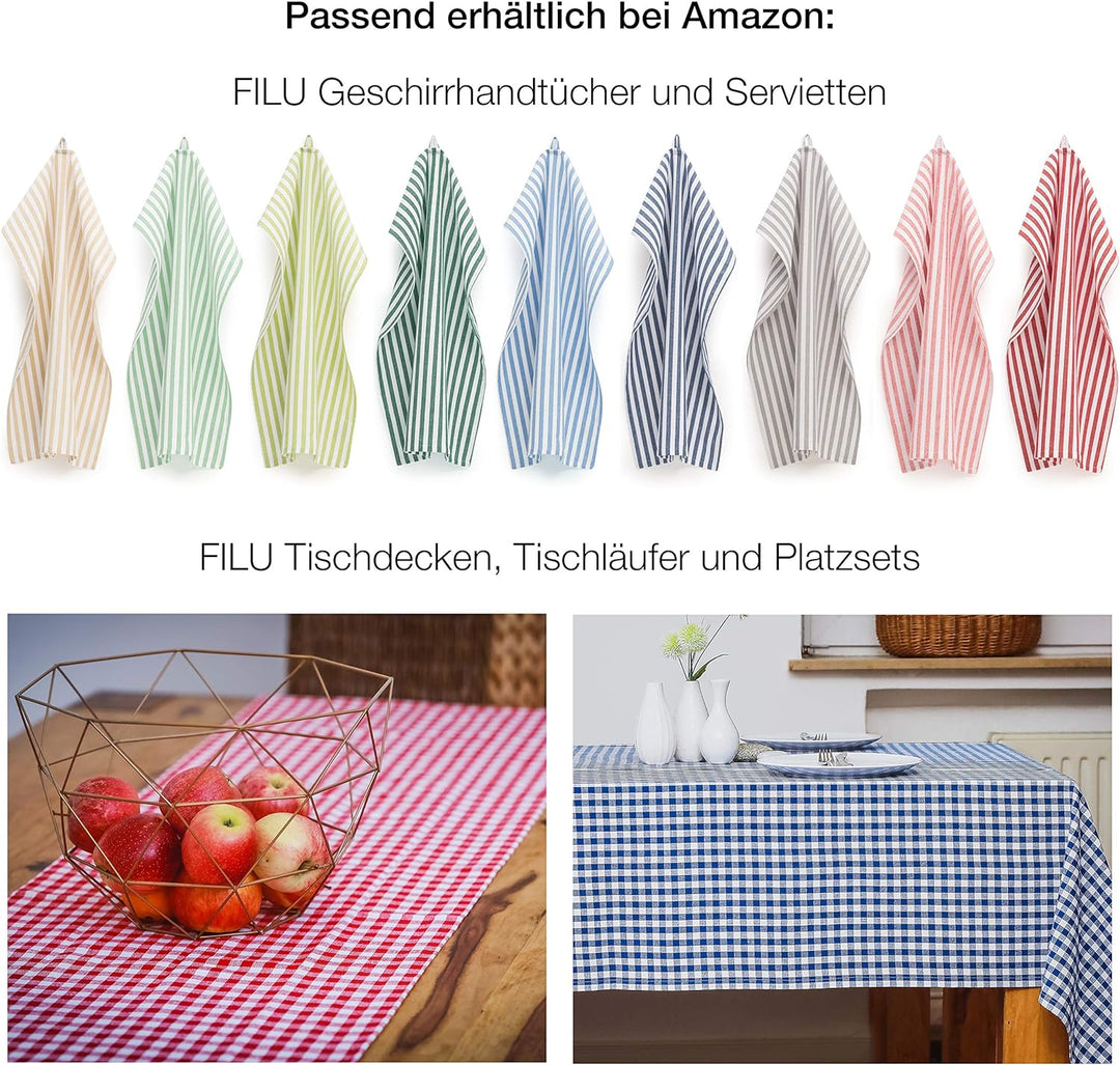 FILU Geschirrhandtücher 8er Pack Hellblau / Weiss gestreift (Farbe und Design wählbar) 45 x 70 cm -