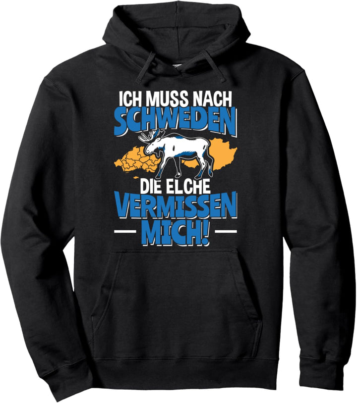 Elch Schweden Flagge Skandinavien Wohnmobil Schweden Karte Pullover Hoodie