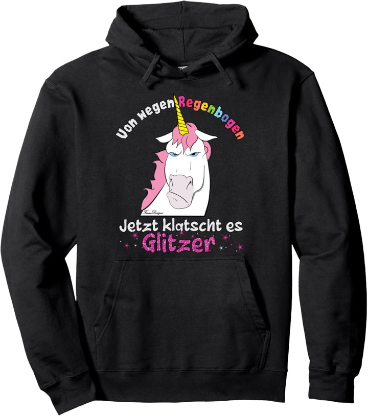 Böses Comic Einhorn klatscht Glitzer lustiges Regenbogen Fun Pullover Hoodie