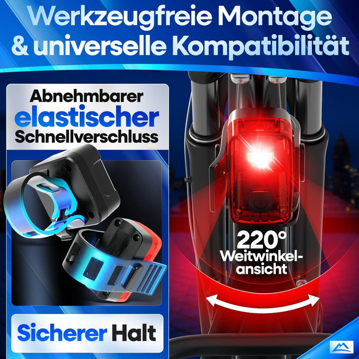 NEXTCOVER® Fahrradlicht Set mit [VisionOne] I LED Set USB-C aufladbar & wasserdicht I StVZO zugelass