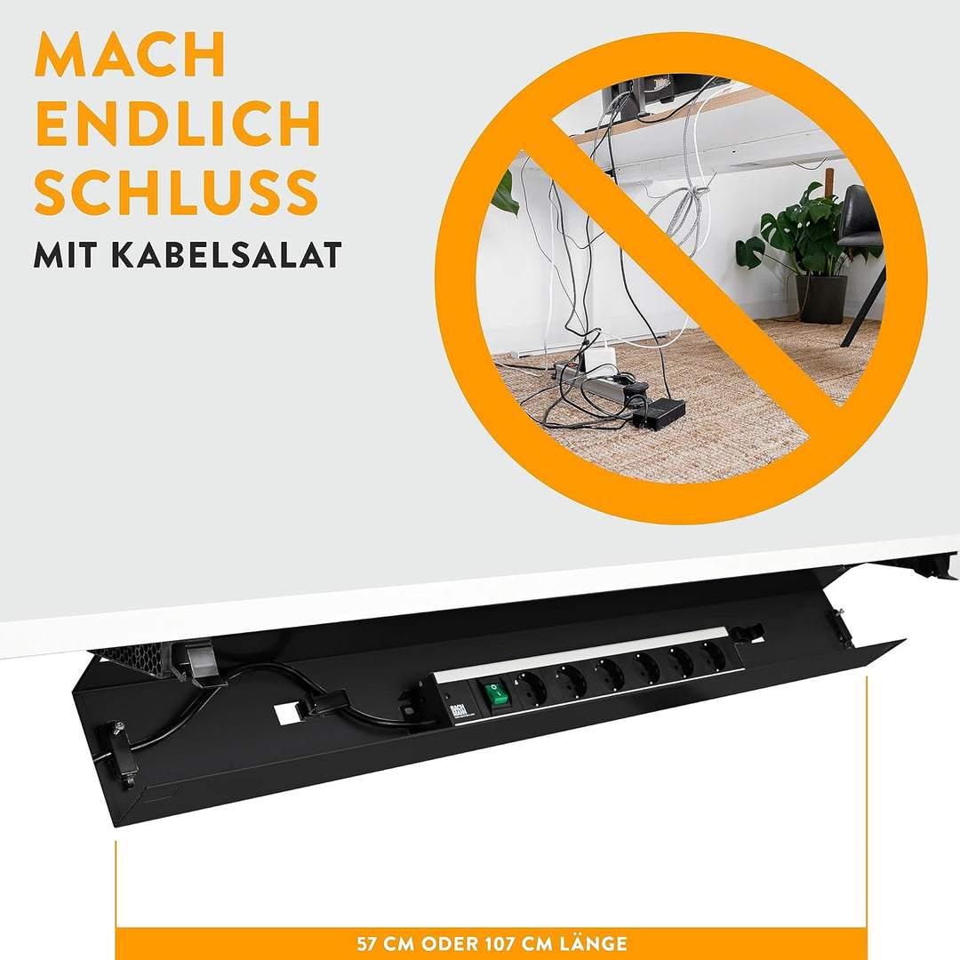 boho office® Kabelkanal Schreibtisch Kabelmanagement Kabelbox - beidseitig klappbare Kabelwanne inkl