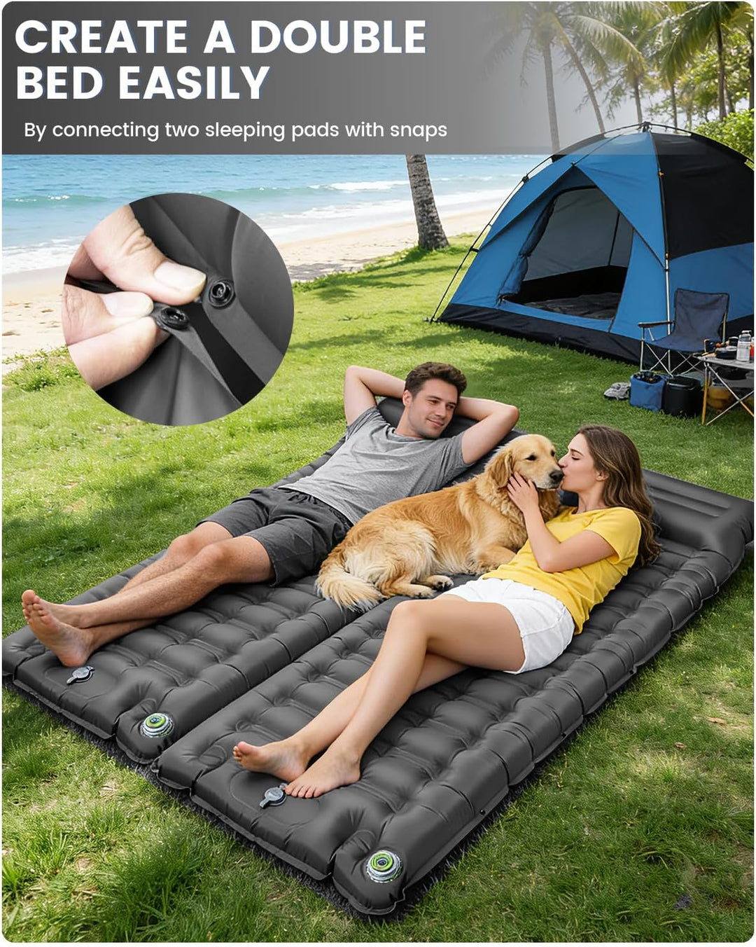 WARMTUYO Isomatte, Luftmatratze Camping mit Elektrisch Pumpe, 12CM Dicke Matratze Outdoor Aufblasbar
