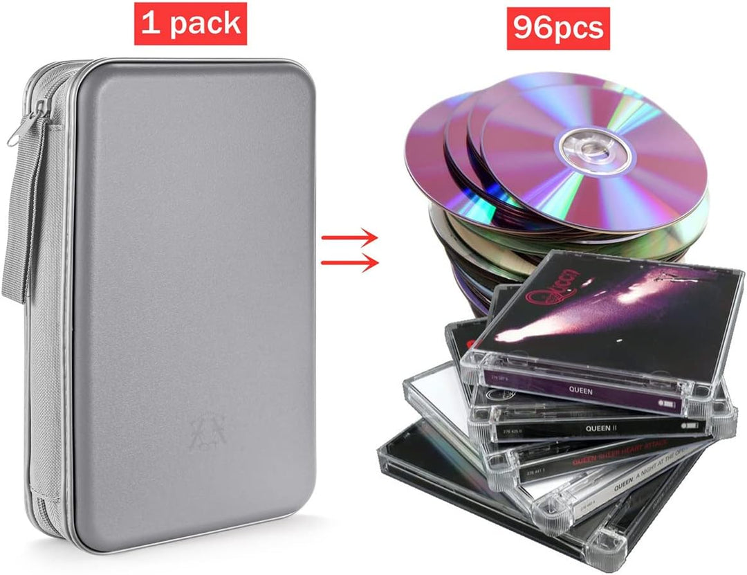 DVD-Tasche,96 Kapazität CD-Hülle Halter Lagerung Veranstalter Hartplastik Schutz Disc-Geldbörse für