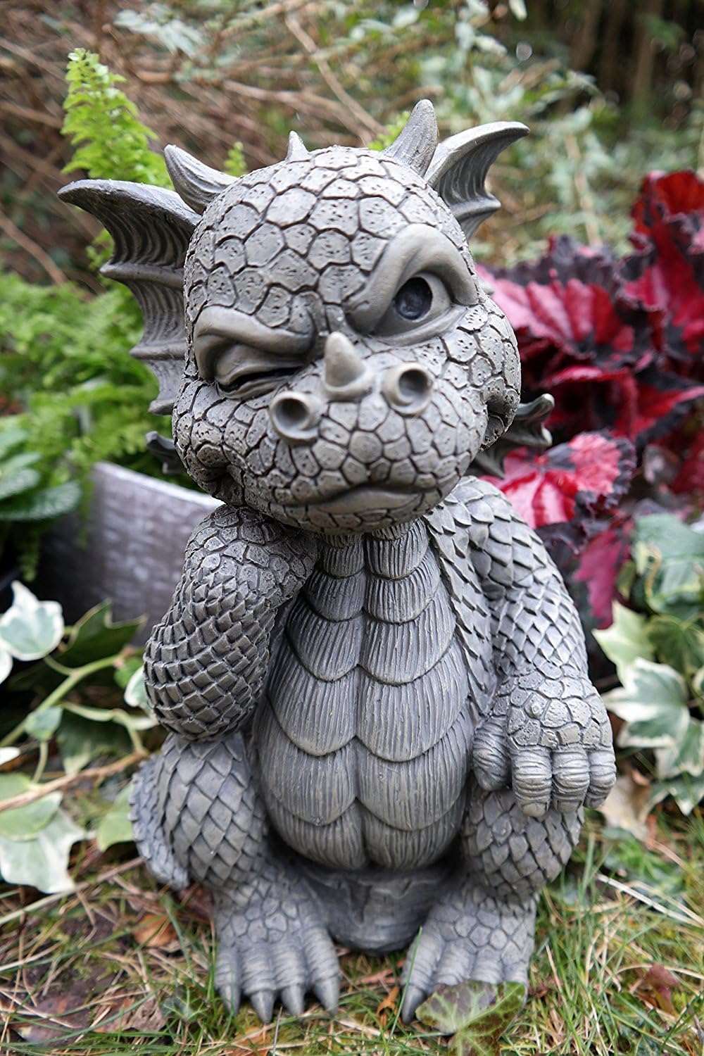 Pacific Giftware Drachen Gartenfigur Frecher Denker 25 cm - Gartendrache Fantasy Deko Statue Garten