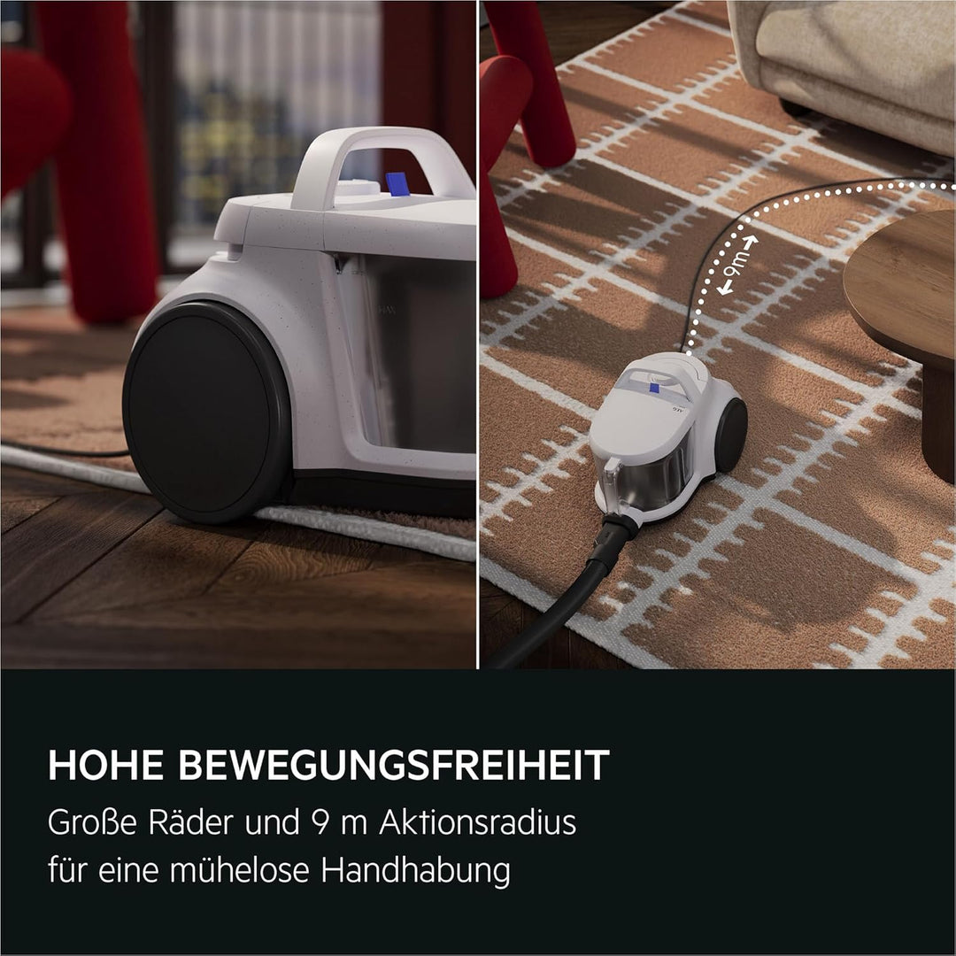 AEG CLEAN 5000 Staubsauger Beutellos, Bodenstaubsauger für alle Bodenbeläge, Zubehör, 1000 Watt, 9m