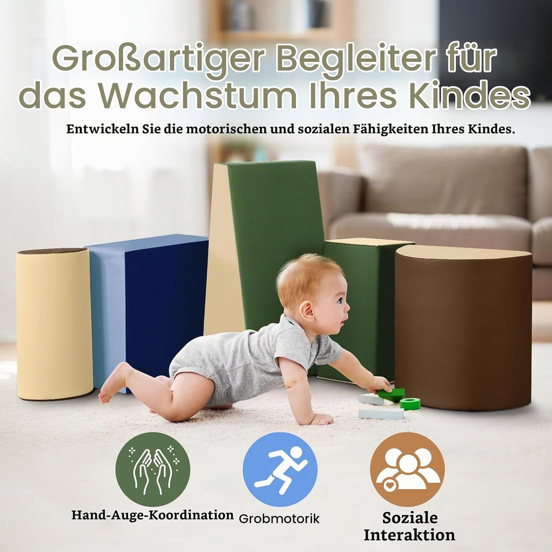 Wilwolfer Schaumstoff Bausteine Kinder Klettern: 5 Softbausteine Riesenbausteine Spielbausteine - In