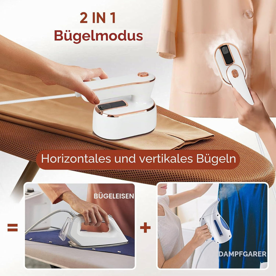 ZStarlite Steamer Dampfbügeleisen Kleidung Keramikplattendesign, Faltbares 1000W Dampfglätter Reiseb