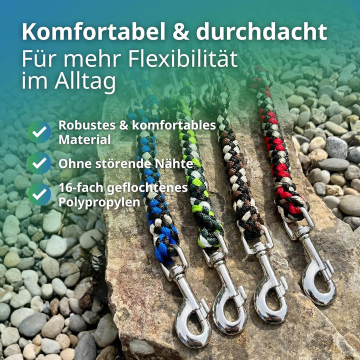 Geflochtene Hundeleine für mittelgrosse und grosse Hunde bis 60 kg | Kurze Führleine | 1,20 m lang |