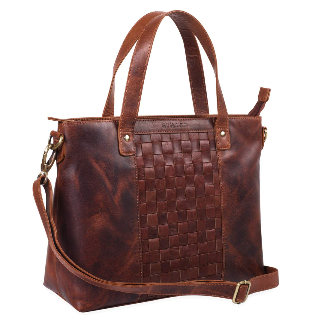 STILORD 'Mara' Elegante Handtasche geflochtenes Leder mit abnehmbaren Schulterriemen Abendtasche Aus