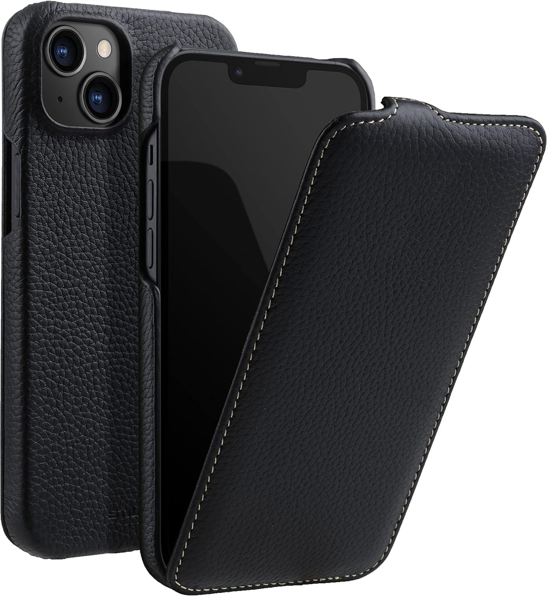 STILGUT UltraSlim kompatibel mit iPhone 14 Plus (6.7") Hülle - iPhone 14 Plus Flip Case aus Leder, K