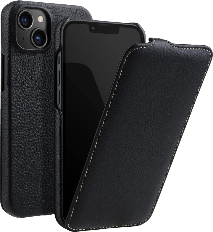 STILGUT UltraSlim kompatibel mit iPhone 14 Plus (6.7") Hülle - iPhone 14 Plus Flip Case aus Leder, K