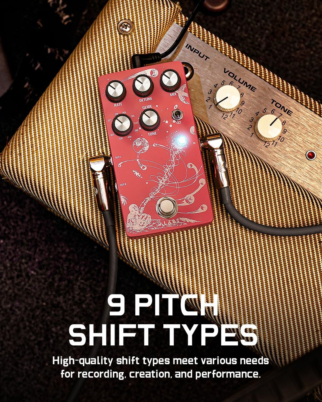 ALABS ORBITAL Pitch Shifter Pedals Für E Guitar,Octave Gitarren Pedal mit 9 Shift Types Effektgerät