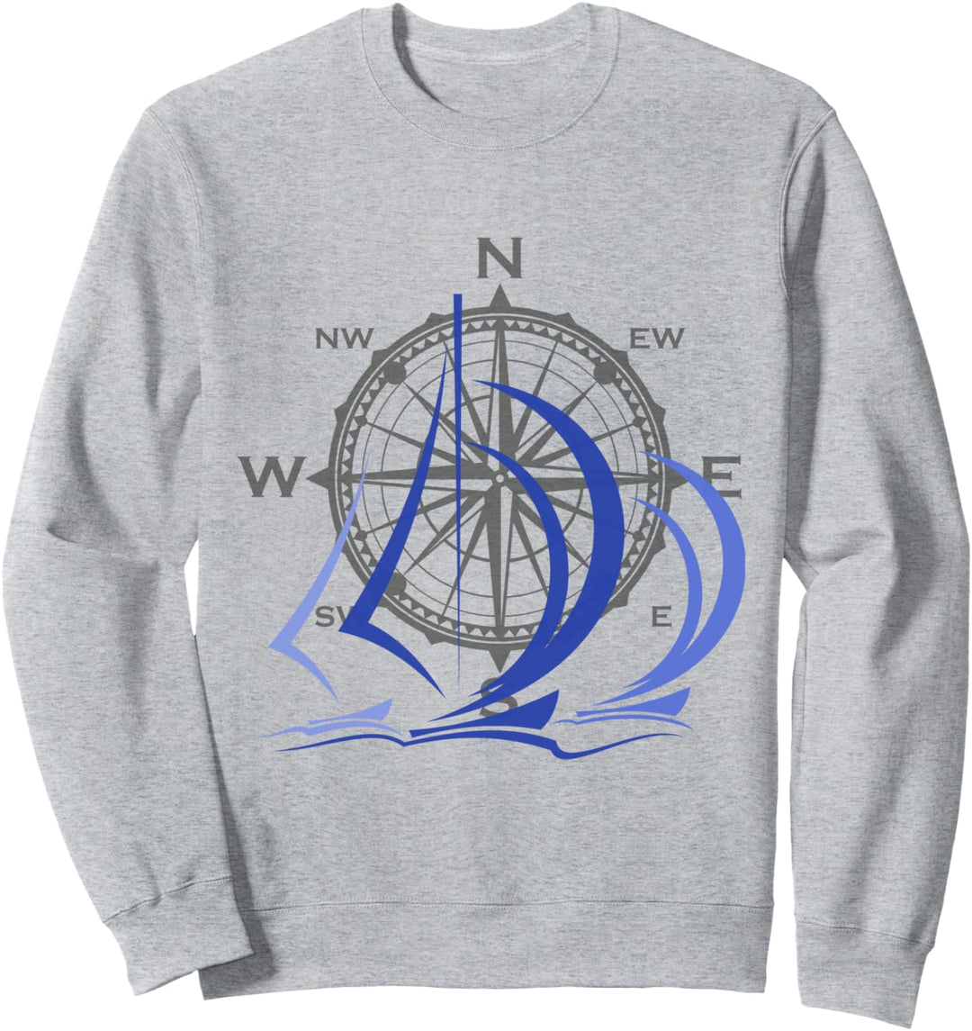 Kapitän Segler Shirt für Wassersportler Segel Windrose Sweatshirt
