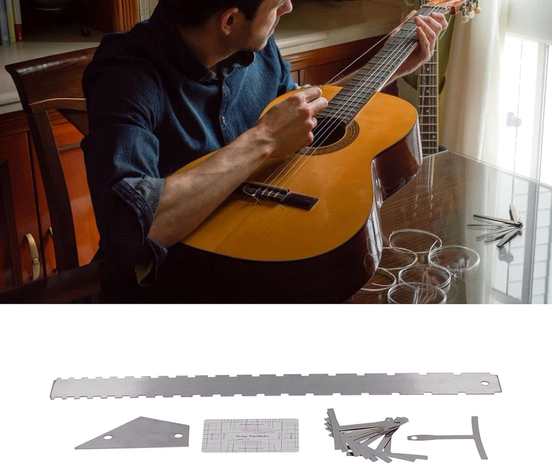 Gitarren-Messwerkzeug-Set, Gitarren-Akkord-Lineal Praktischer Profi zum Messen von Gitarrensaiten fü