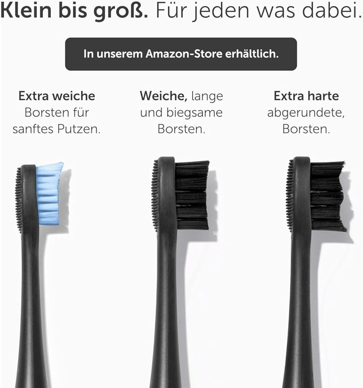Wondersmile Ersatzbürsten Schallzahnbürste (Hard, Ultimate Black, 4er Pack) - Bürstenköpfe für Wonde