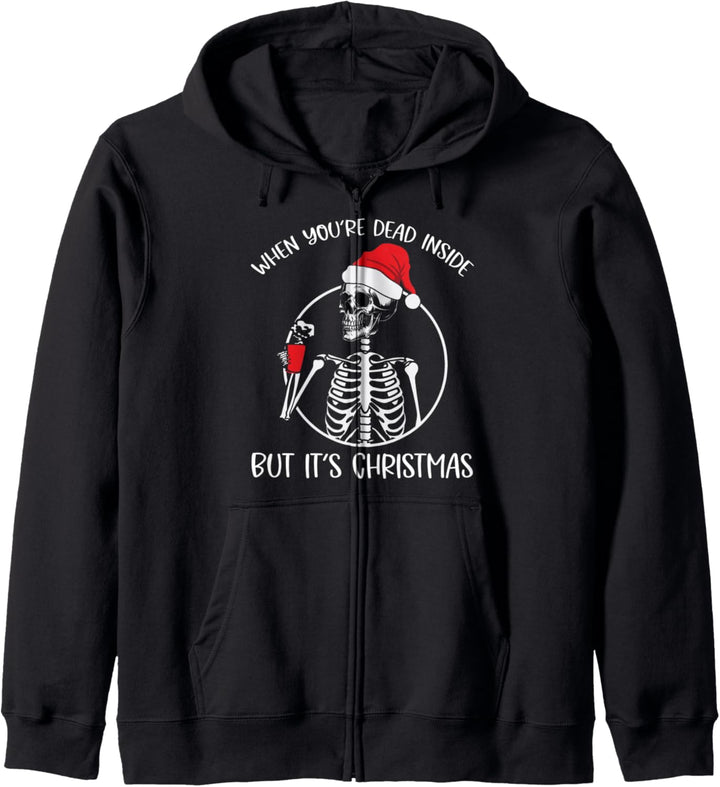 Coffee Skeleton When You're Dead Inside But It's Christmas Kapuzenjacke