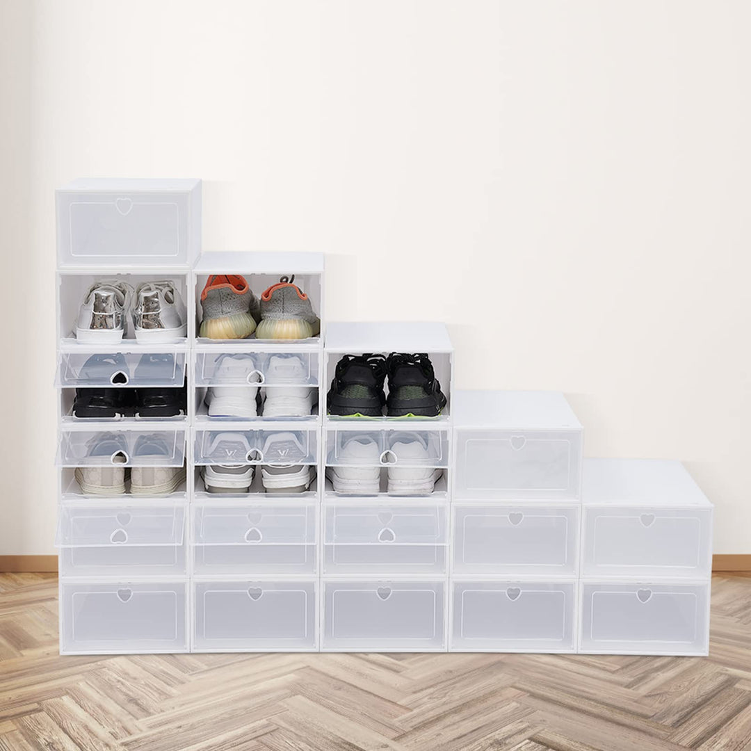 SHZICMY 20X Schuhboxen, Aufbewahrungsboxen für Schuhe, Schuh-Organizer Schuhaufbewahrung, Kunststoff