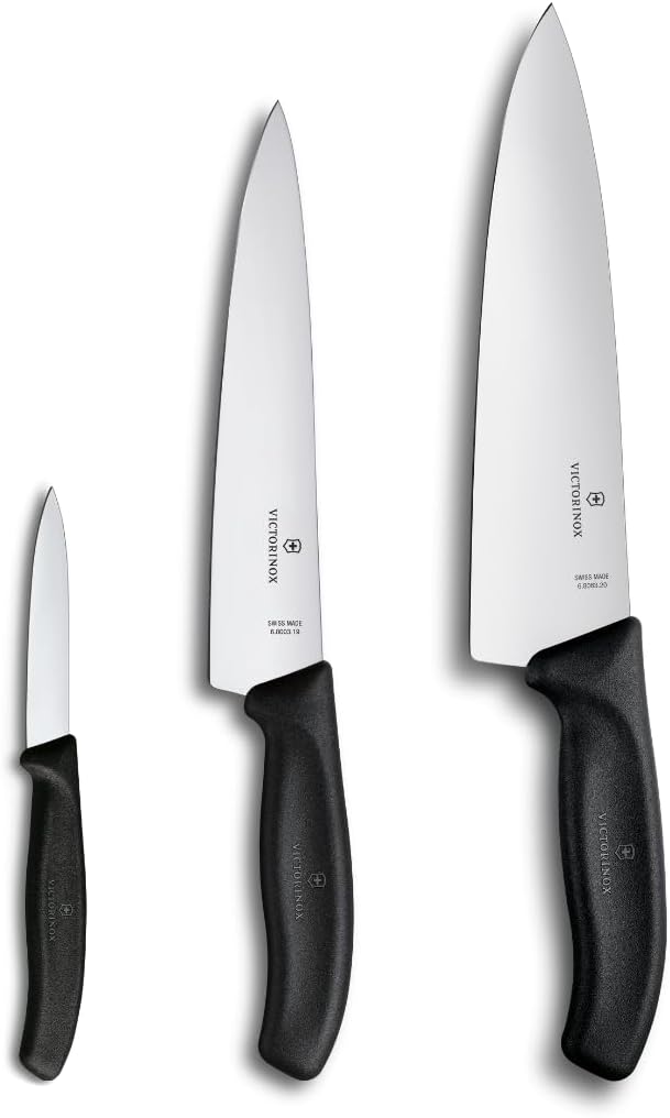 Victorinox Swiss Classic Profi Küchenmesser-Set, 3-teilig, Inkl. Gemüse-, Koch- und Chefmesser, Univ