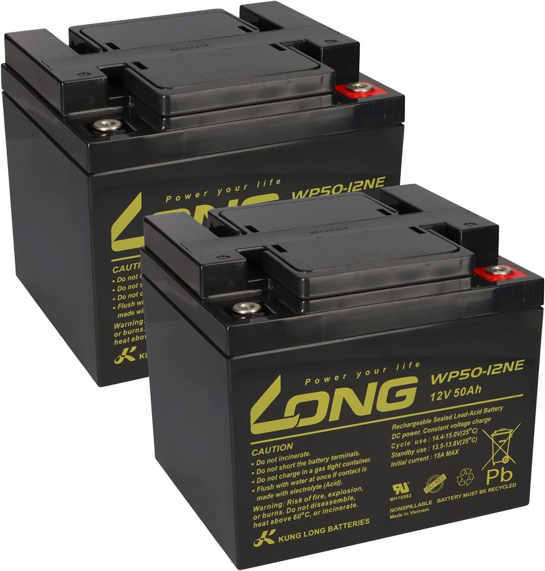 2X AGM 12V / 50Ah Blei-Akku - zyklenfest kompatibel WP50-12NE MP50-12C, 12LCP-50, REC50-12I AKKUman